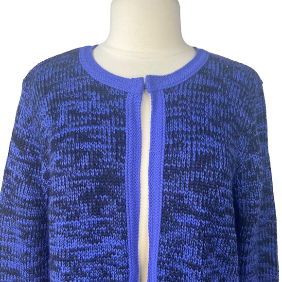 Karen Lessly Cardigan Sweater Womens 2X Blue Black New - Picture 3 of 10